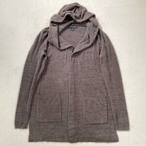 Barefoot Dreams CozyChic Lite Hooded Cardigan XS Longline Brown